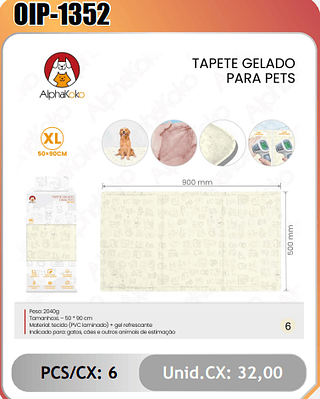 TAPETE GELADOPARA PETS PCS/CX:6 Unid.CX: 32,00