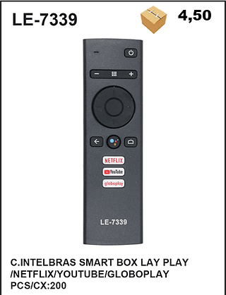 C.INTELBRAS SMART BOX LAY PLAY /NETFLIX/YOUTUBE/GLOBOPLAY 200pç=4,5$