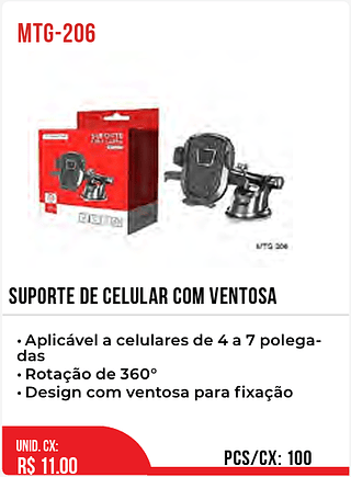 SUPORTE DE CELULAR COM VENTOSA 100pç=11$