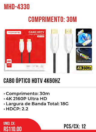 cabo óptico hdtv 4k60hz 12pç=110$