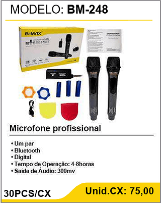 Microfone profissional 30PCS/CX Unid.CX: 75,00