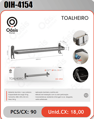TOALHEIRO PCS/CX: 90 Unid.CX: 18,00