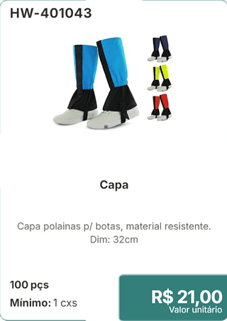 Capa 100 pçs R$ 21,00