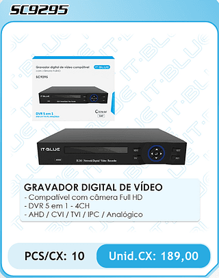 GRAVADOR DIGITAL DE VÍDEO PCS/CX: 10 Unid.CX: 189,00