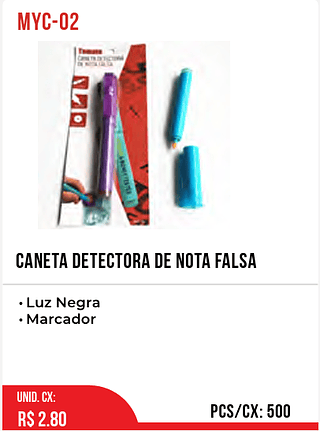 CANETA DETECTORA DE NOTA FALSA 500pç=2,5$