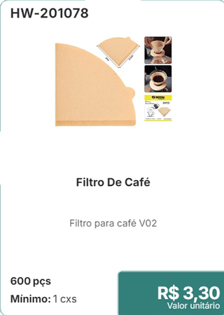 Filtro 600 pçs R$ 3.30