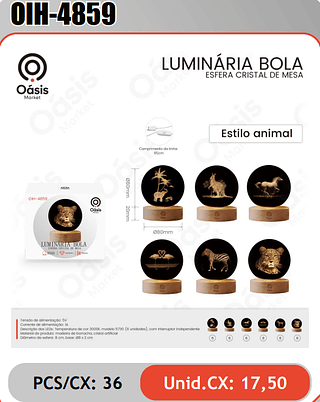 LUMINARIA BOLAESFERA CRISTAL DE MESA PCS/CX: 36 Unid.CX: 17,50