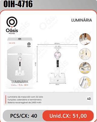 LUMINARIA PCS/CX: 40 Unid.CX: 51,00