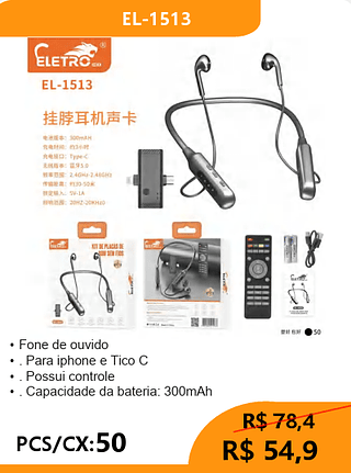 FONE BLUETOOTH PCS/CX:50 R$54,9