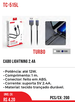 Cabo Lightning 2.4A 200pç=4,2$