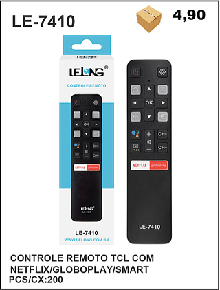 CONTROLE REMOTO TCL COM NETFLIX/GLOBOPLAY/SMART 200PÇ=4,9$