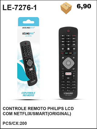 CONTROLE REMOTO PHILIPS LCD COM NETFLIX/SMART(ORIGINAL) 200PÇ=6,9$