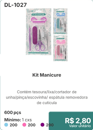 Kit Manicure 600 pçs R$ 2.80