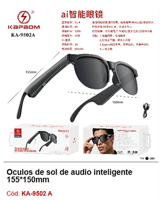 Oculos de sol de audio inteligente 155*150mm R$28,8 PCS/CX:100