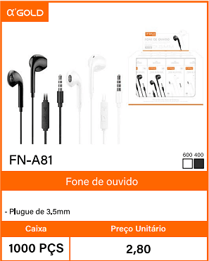 Fone de ouvido - Caixa 1000 PCS Preco Unitario 2,80