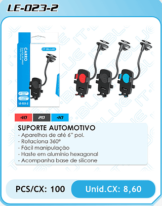 SUPORTE AUTOMOTIVO PCS/CX: 100 Unid.CX: 8,60