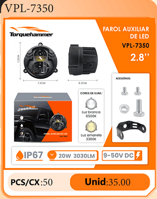 FAROL AUXILIAR DE LED 2.8" PCS/CX:50 Unid:35.00