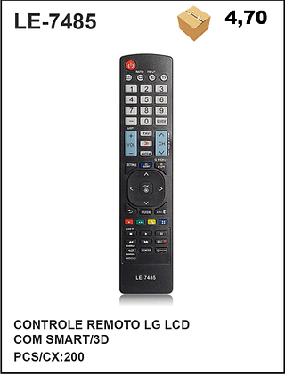 CONTROLE REMOTO LG LCD COM SMART/3D 200PÇ=4,7$