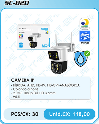 CÂMERA IP PCS/CX: 30 Unid.CX: 118,00