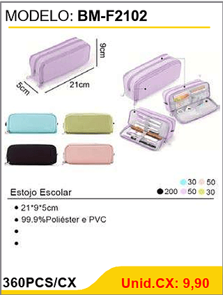 Estojo Escolar 360PCS/CX Unid.CX: 9,90