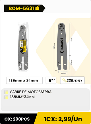 SABRE DE MOTOSSERRA 185MM*34MM CX: 200PCS ICX: 2,99/Un