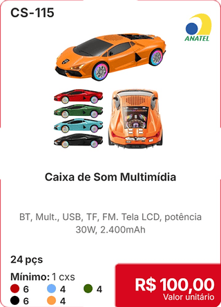 Caixa de Som Multimídia 24 pçs R$ 100.00