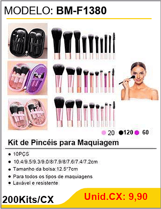 Kit de Pincéis para Maquiagem 200Kits/CX Unid.CX: 9,90