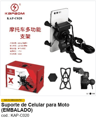 Suporte de Celular para Moto R$ 14,4 PC/CX:100