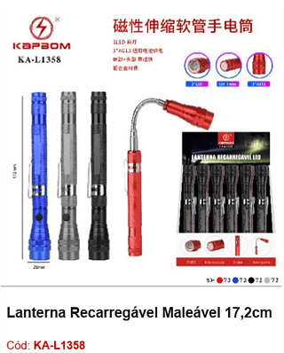 Lanterna Recarregável Maleável 17,2cm R$ 9,45 PCS/CX:288
