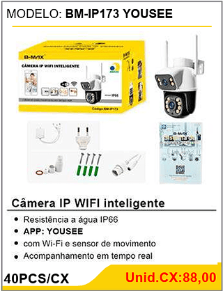 Câmera IP WIFI inteligente 40PCS/CX Unid.CX:88,00