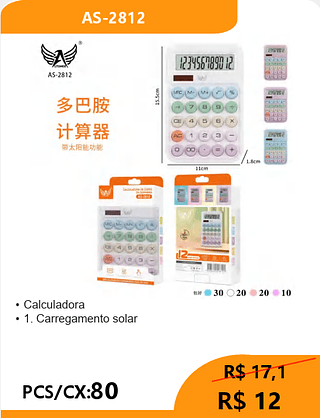 Calculadora PCS/CX:80 R$ 12