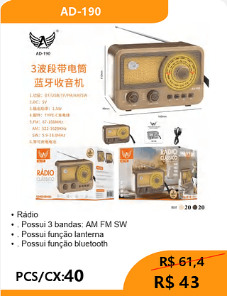 Rádio PCS/CX:40 R$43