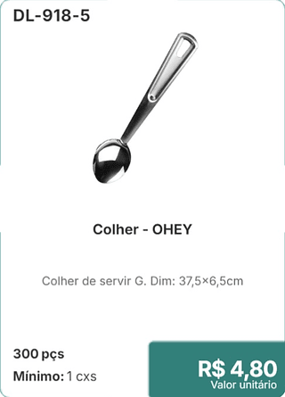 Colher - OHEY 300 pçs R$ 4.80