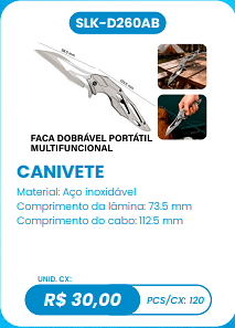 CANIVETE UNID. CX: R$ 30,00 PCS/CX: 120