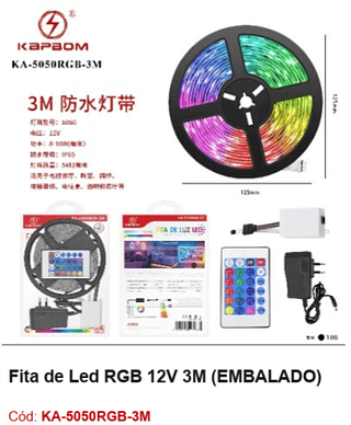 Fita de Led RGB 12V 3M R$ 18 PCS/Cx: 100
