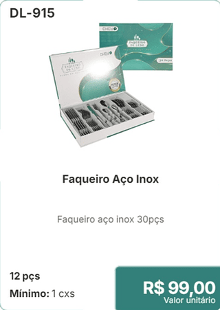 Faqueiro Aço Inox 12 pçs R$ 99.00