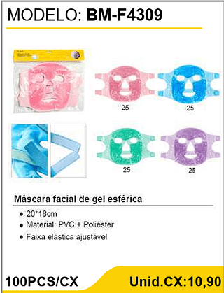 Máscara facial de gel esférica 100PCS/CX Unid.CX:10,90