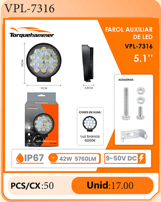 FAROL AUXILIAR DE LED 5.1" PCS/CX:50 Unid:17.00