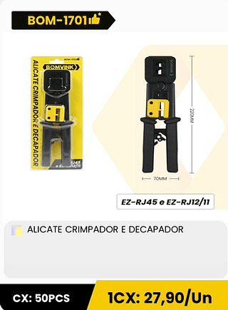 ALICATE CRIMPADOR E DECAPADOR CX: 50PCS 1CX: 27,90/Un