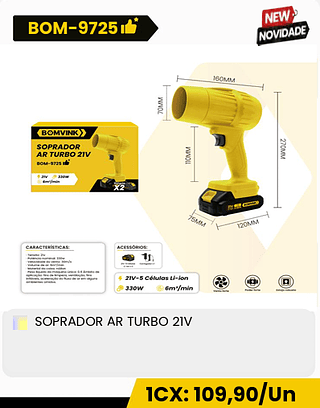 SOPRADOR AR TURBO 21V CX: 10PCS 1CX: 109,90/Un