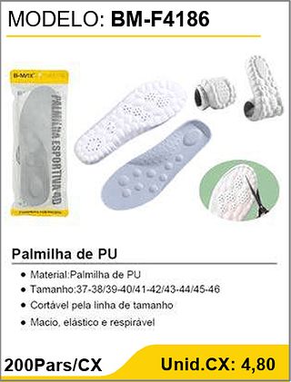 Palmilha de PU 200Pars/CX Unid.CX: 4,80