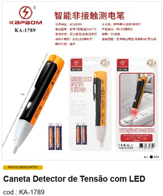 Caneta Detector de Tensão com LED R$ 5,4 PC/CX:250