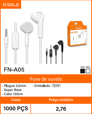 Fone de ouvido - Caixa 1000 PCS Preco Unitar 2,76