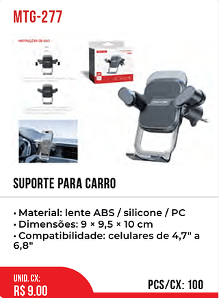 SUPORTE PARA CARRO 100pç=9$