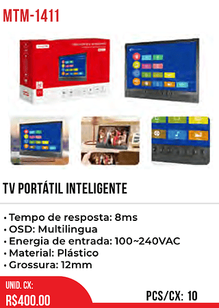TV PORTÁTIL INTELIGENTE 10pç=400$