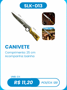 CANIVETE UNID. CX: R$ 11,20 PCS/CX: 120