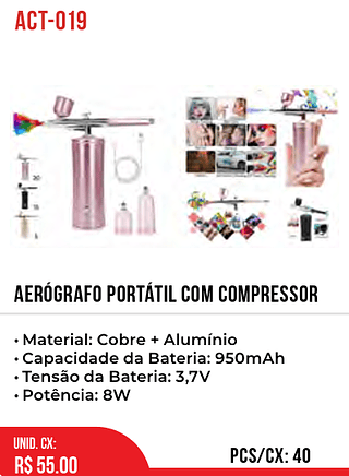 Aerógrafo Portátil Com Compressor 40pç=55$