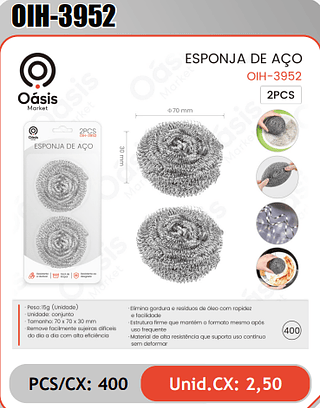 ESPONJA DE ACO PCS/CX:400 Unid.CX: 2,50