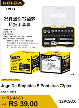 Jogo De Soquetes E Ponteiras 72pçs R$ 35.10 32PC/CX