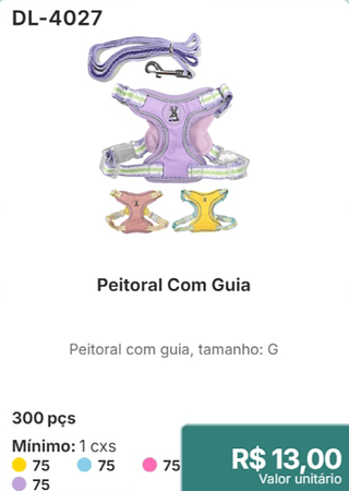 Peitoral Com Guia 300 pçs R$13